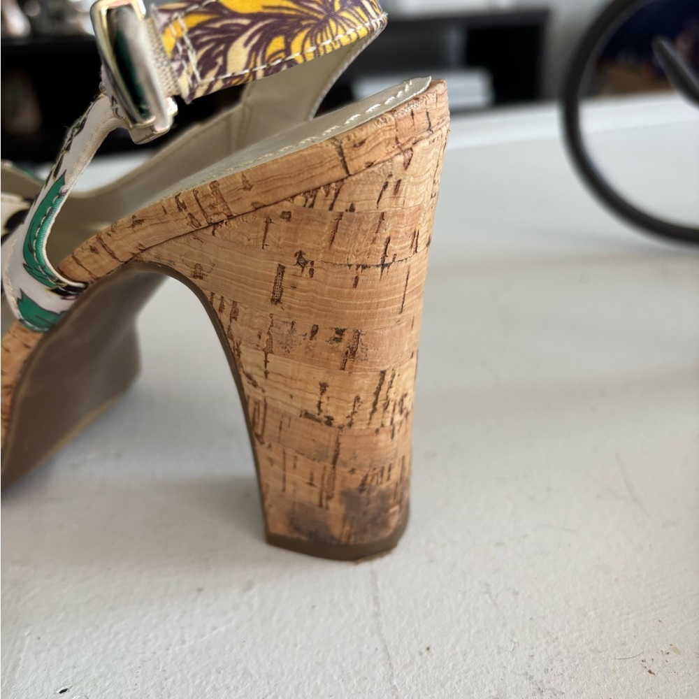 Anne Klein Multicolor Floral Cork Heels - Picture 4 of 5